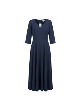 Azazie Womens Navy Midi Dress Stylish Fit & Flare 3/4 Sleeves  Sz- A16